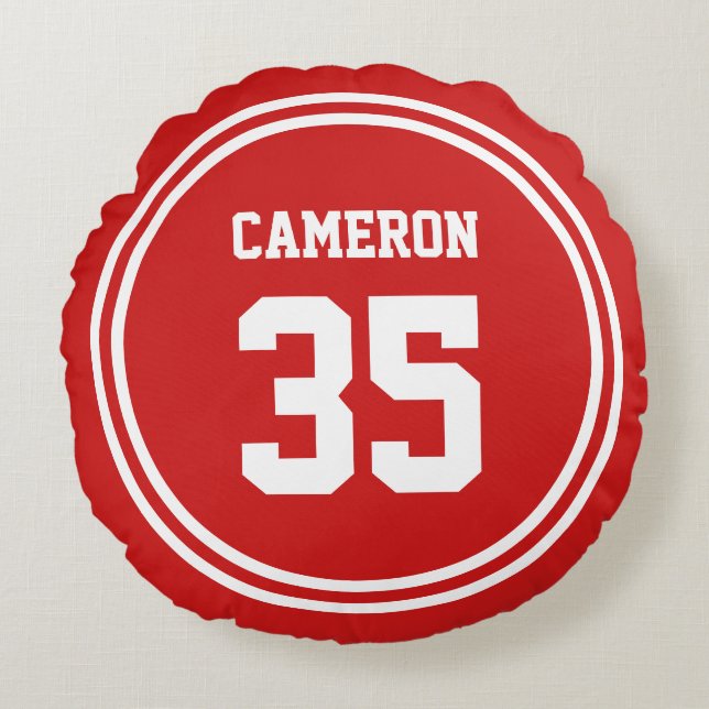 Redigerbar Rand och Färg Sporty i bakgrunden Rund Kudde (Framsidan)