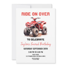 Redigerbar Red ATV Wheeler Bike Birthday-inbjudan
