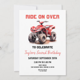 Redigerbar Red ATV Wheeler Bike Birthday-inbjudan Inbjudningar