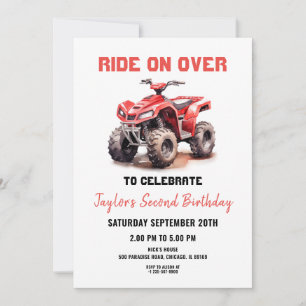 Redigerbar Red ATV Wheeler Bike Birthday-inbjudan Inbjudningar