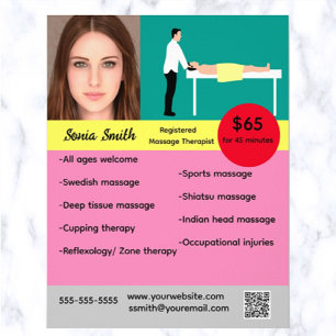 Redigerbar registrerad massageterapi flygblad