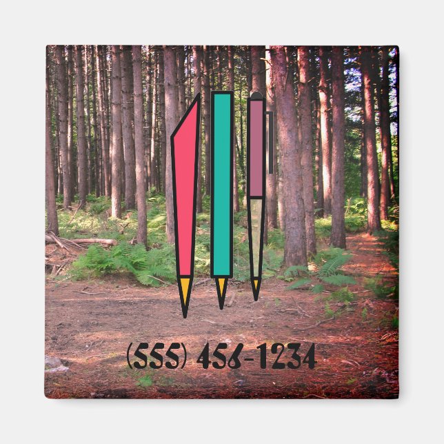 Redigerbar Retro-färgfull ritstiftsMagnet Art Magnet (Framsidan)