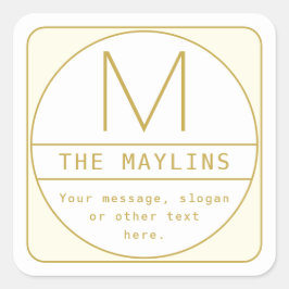 Redigerbar retro-moder designmall i guld och vitt fyrkantigt klistermärke