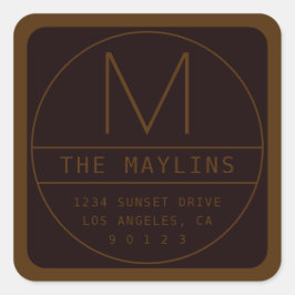 Redigerbar retro-moder designmall | Mörkbrun Fyrkantigt Klistermärke