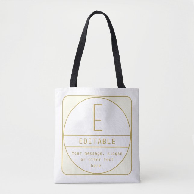 Redigerbar Retro-modern Designmall i Guld & Vitt Tygkasse (Framsida)