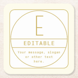 Redigerbar retro-moderndesignmall Gold & White Underlägg Papper Kvadrat