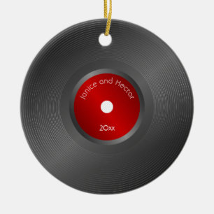 Redigerbar Retro Vinyl Record-jul Julgransprydnad Keramik