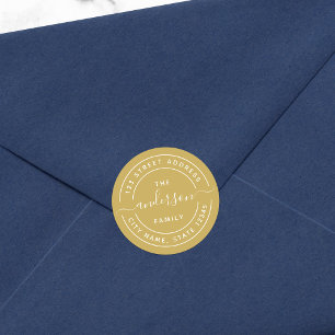Redigerbar returadress för färgrundaCalligraphy Runt Klistermärke