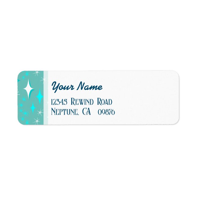 Redigerbar Returadress för Retro Teal och White St Returadress Etikett (Framsidan)