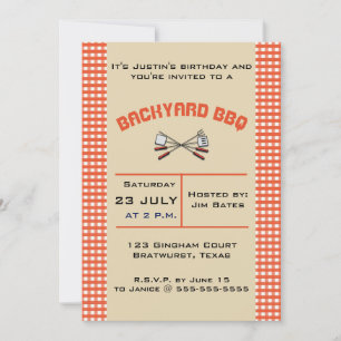 Redigerbar röd Gingham grillfestinbjudan Inbjudningar