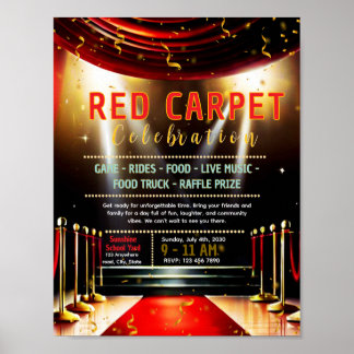 Redigerbar röd karpet fundraisers-flygblad poster