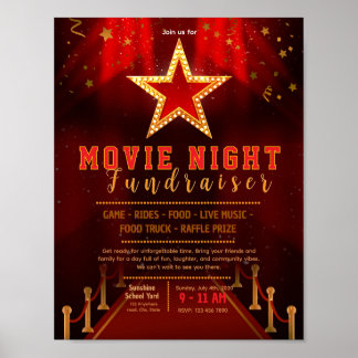 Redigerbar röd karpet fundraisers-flygblad poster