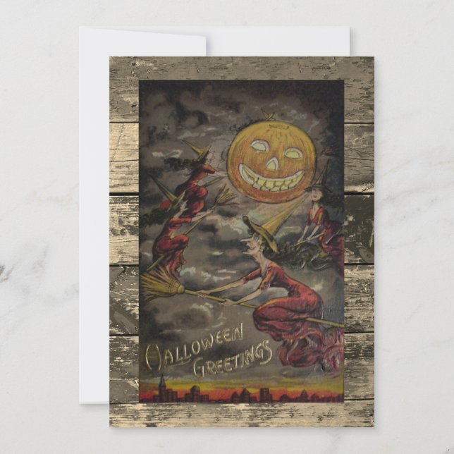 Redigerbar rolig Halloween i vintage-stil Julkort (Framsida)