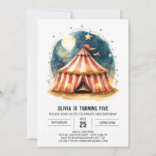 Redigerbar Roligt Tält Circus Birthday Inbjudningar