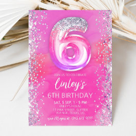 Redigerbar Rosa 6e Birthday-inbjudan mall 6