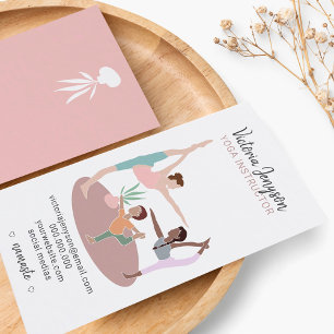 Redigerbar rosa andlig yoga-instruktör boho pose visitkort