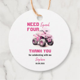 Redigerbar Rosa ATV Bike Birthday Circle Gåvor Etiketter