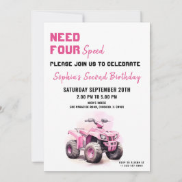 Redigerbar Rosa ATV Bike Birthday-inbjudan Inbjudningar
