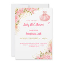 Redigerbar Rosa Baby Shower-kort för Flickor