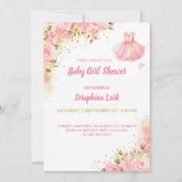 Redigerbar Rosa Baby Shower-kort för Flickor Inbjudningar