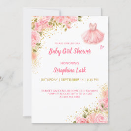 Redigerbar Rosa Baby Shower-kort för Flickor Inbjudningar