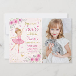 Redigerbar Rosa Ballerina Party Inbjudan-mall Inbjudningar