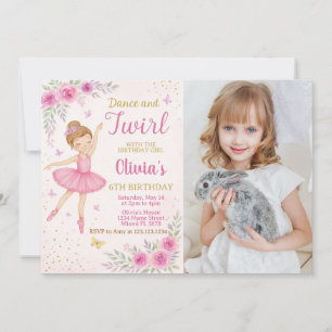 Redigerbar Rosa Ballerina Party Inbjudan-mall Inbjudningar