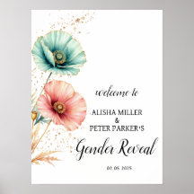 Redigerbar Rosa & Blå Blommig Baby Shower Välkomme