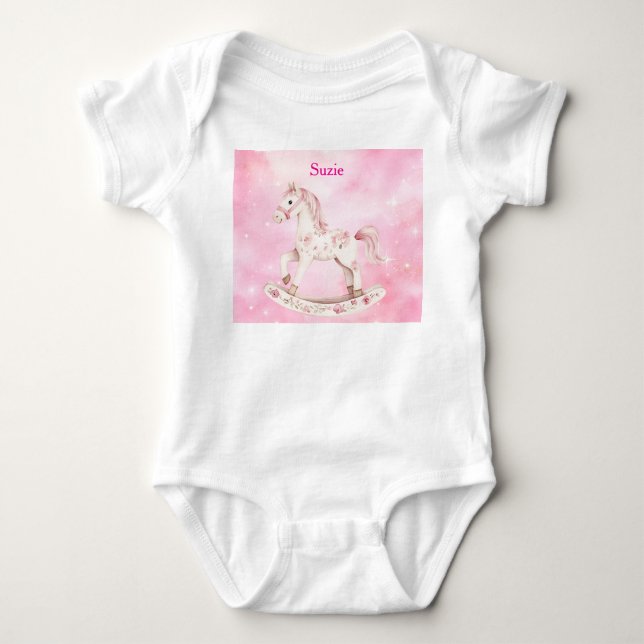 Redigerbar rosa chinoiserie-babydräkt t shirt (Framsida)