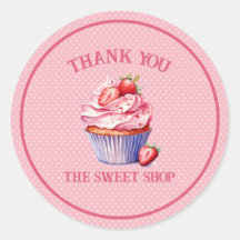 Redigerbar Rosa Cupcake-dekal – Anpassad Bagare