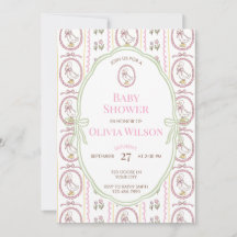 Redigerbar Rosa Gås Bebis Shower Inbjudan 5x7