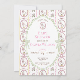 Redigerbar Rosa Gås Bebis Shower Inbjudan 5x7