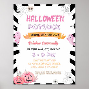 Redigerbar Rosa halloween-flygare Poster