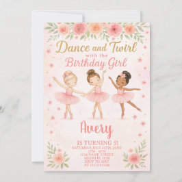 Redigerbar Rosa Pastel Dance Party för flickor Inbjudningar