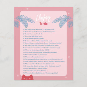 Redigerbar, rosa röd jultrivia, Helgdag-spel