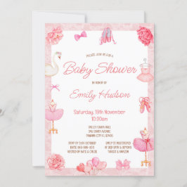 Redigerbar rosa tuta ballerina inbjudan