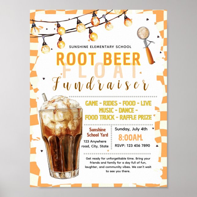 Redigerbar rotöl-float fundraiser-flygblad poster (Framsidan)