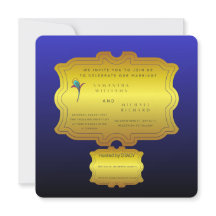 Redigerbar Royal Blue Elegant Bröllopsinbjudan | C