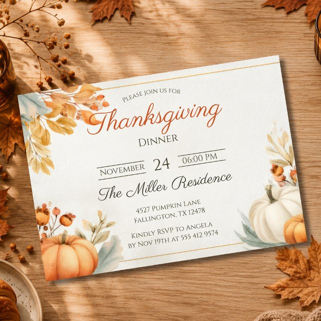 Redigerbar Rustik Höst Thanksgiving Middagsinbjuda Inbjudningar (Skapare uppladdad)