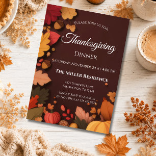 Redigerbar Rustik Höst Thanksgiving Middagsinbjuda Inbjudningar
