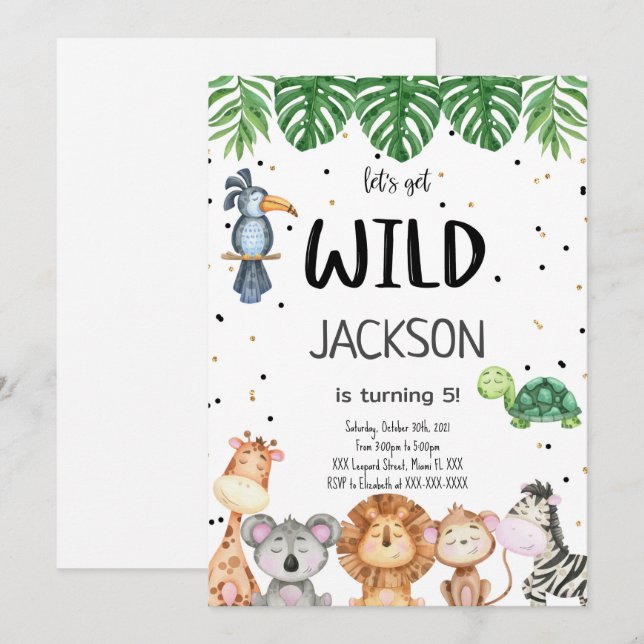 Redigerbar Safari-inbjudan Inbjudningar (Fram/baksida)