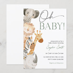 Redigerbar safari-inbjudan till babyvisningsprogra inbjudningar