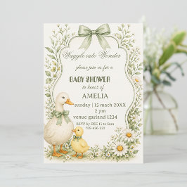 Redigerbar Sagegrön Blommig vintage anktema Inbjudningar