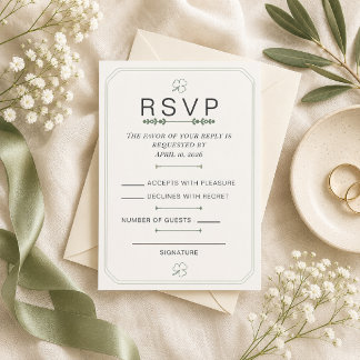 Redigerbar Sagegrön Minimal RSVP-kort OSA Kort