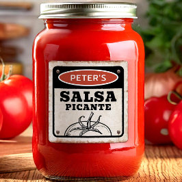 Redigerbar Salsa-etikett med grungesignal Fyrkantigt Klistermärke