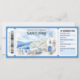 Redigerbar Santorini Flygbiljett, Grekland Resa Inbjudningar