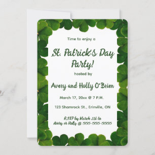 Redigerbar Shamrock St Patricks Day-fest Inbjudningar