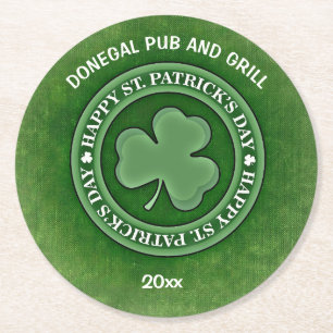 Redigerbar Shamrock St Patricks Day Underlägg Papper Rund