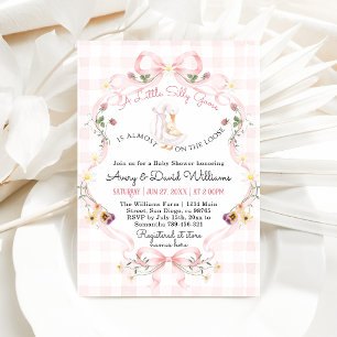 Redigerbar Silly Goose Baby Shower Rosa Båge Inbjudningar