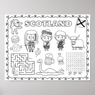 Redigerbar Skottland Födelsedagsfärgning matta Poster